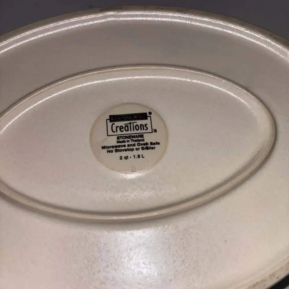 CorningWare Creations Khaki Sandstone 2 Qt Oval Casserole Baking Dish No Lid